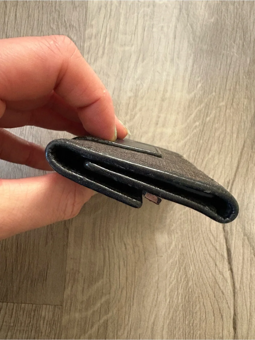 Gucci Black and Brown Canvas Leather Snap Wallet with Metal Plate